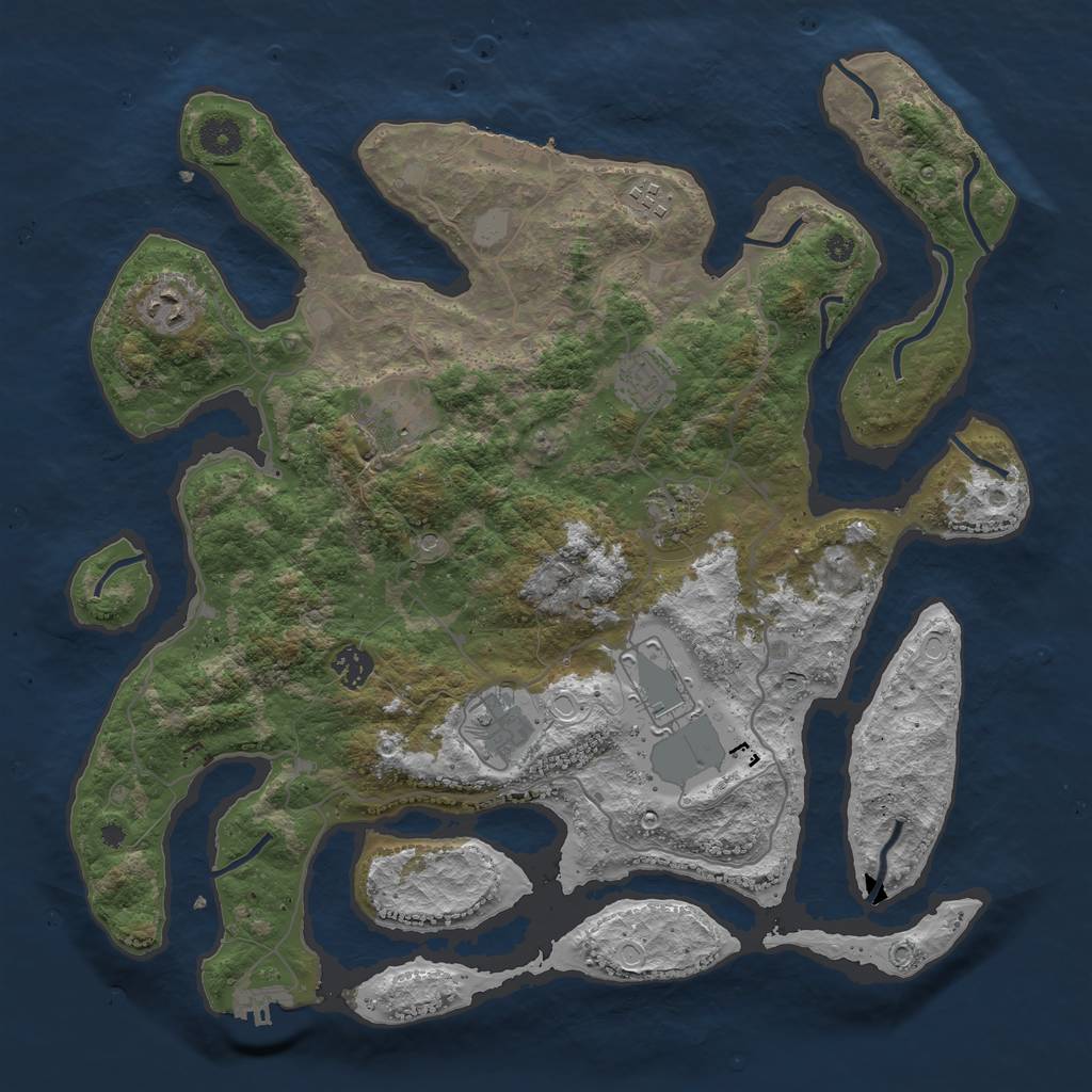 Rust Map: Procedural Map, Size: 4000, Seed: 58012, 16 Monuments