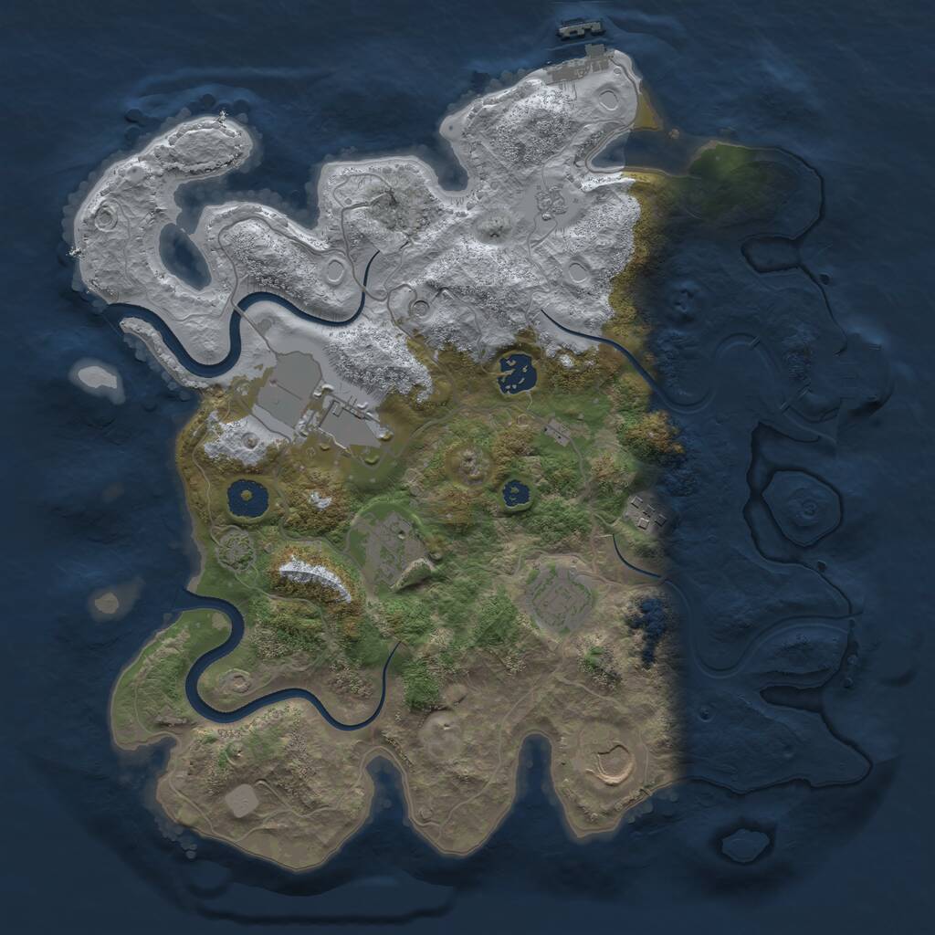 Rust Map: Procedural Map, Size: 3500, Seed: 1010115457, 12 Monuments