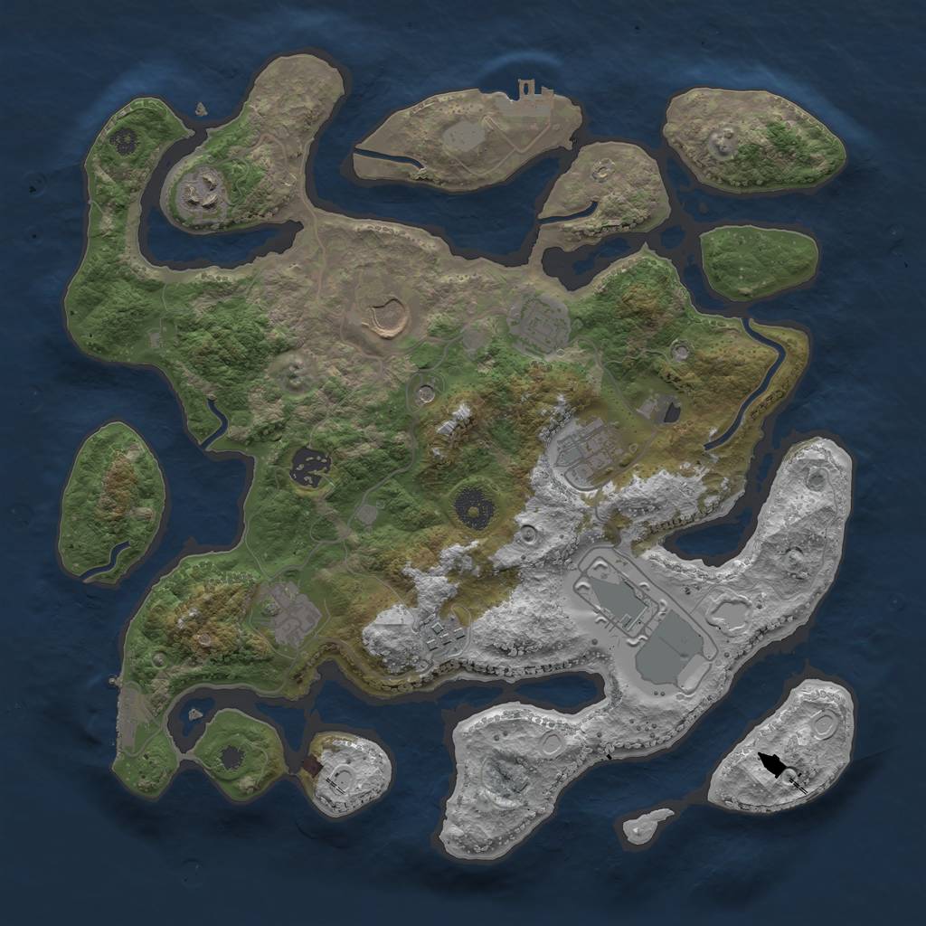 Rust Map: Procedural Map, Size: 3500, Seed: 912269069, 16 Monuments