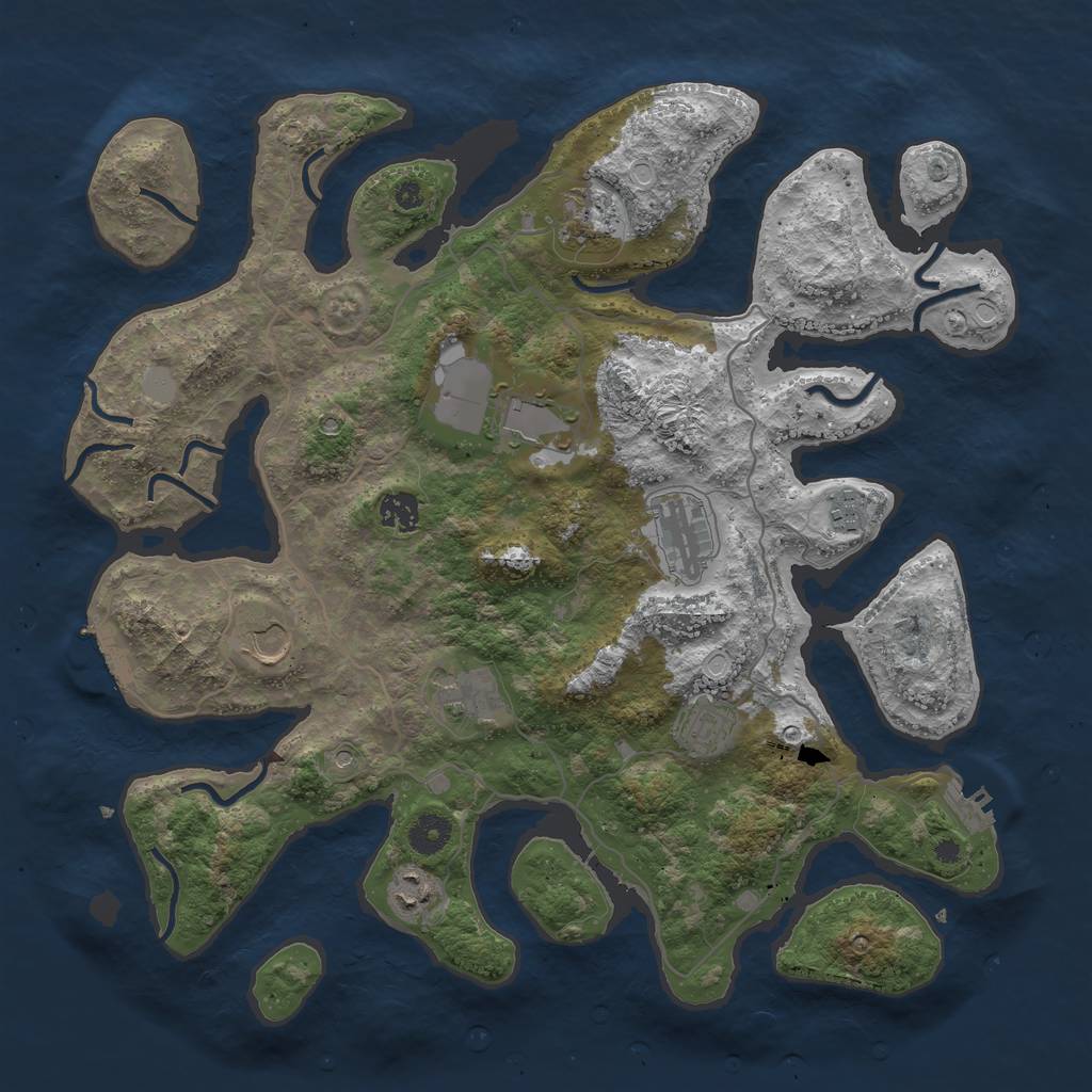 Rust Map: Procedural Map, Size: 4000, Seed: 377334325, 17 Monuments