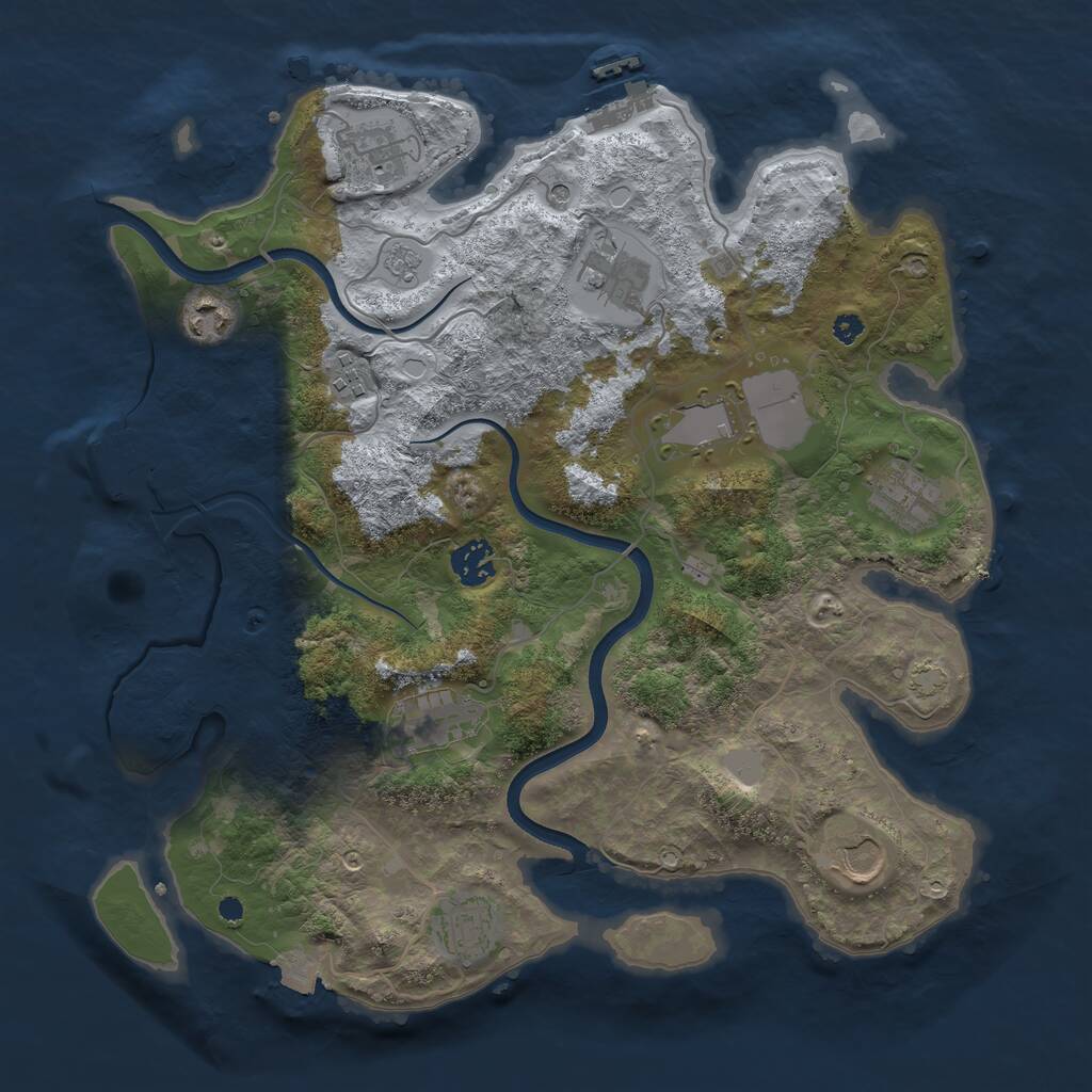 Rust Map: Procedural Map, Size: 3650, Seed: 5, 16 Monuments