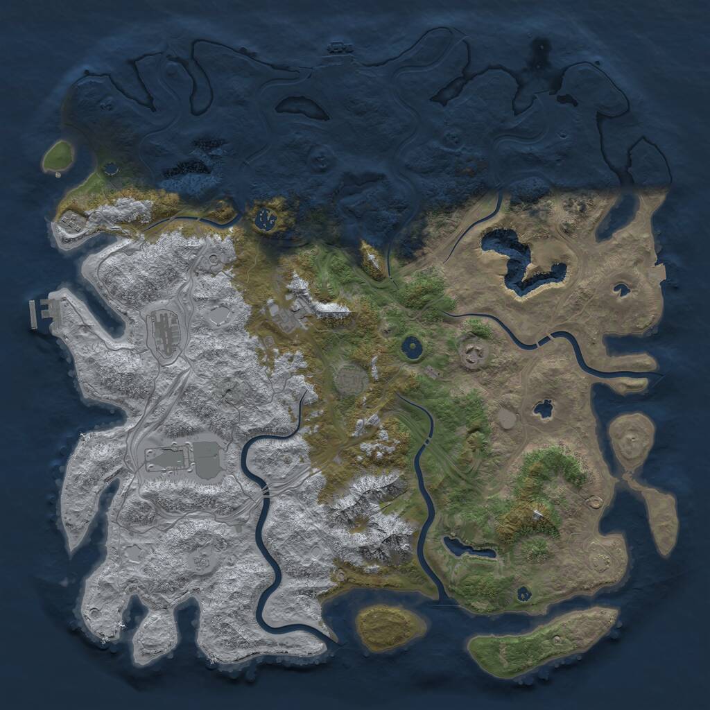 Rust Map: Procedural Map, Size: 5000, Seed: 608, 13 Monuments