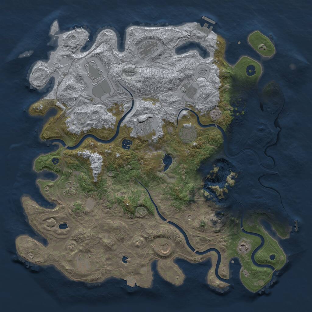 Rust Map: Procedural Map, Size: 4500, Seed: 1201468440, 17 Monuments