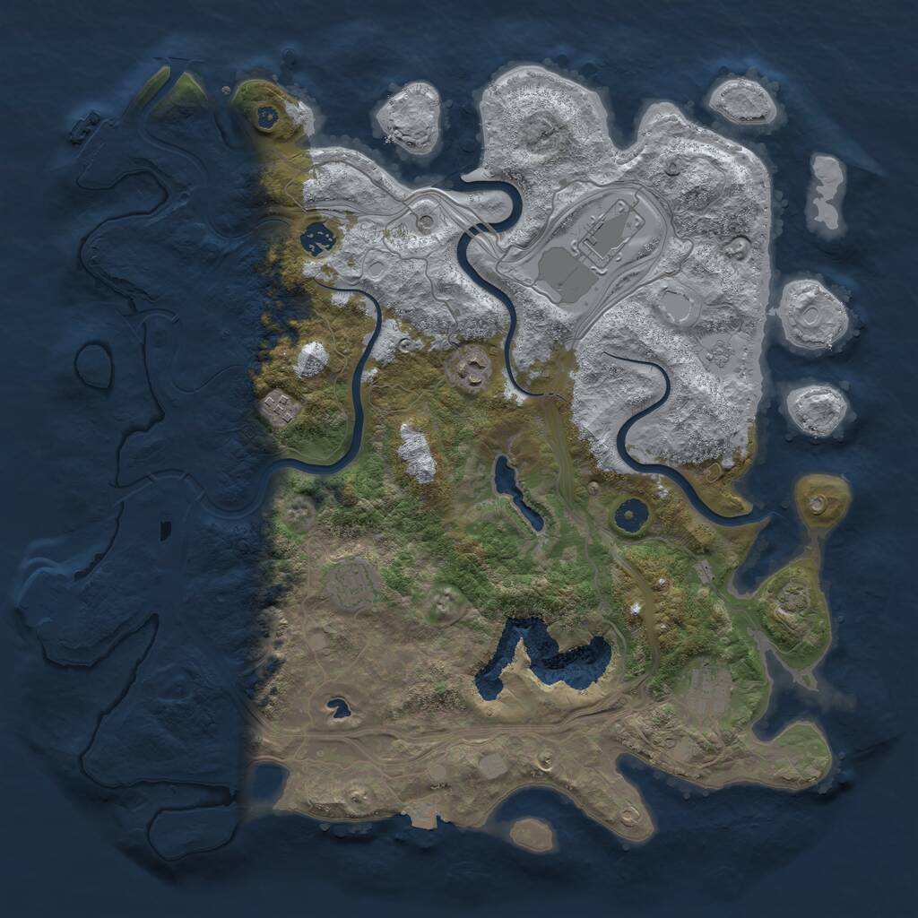 Rust Map: Procedural Map, Size: 4250, Seed: 1253892784, 12 Monuments