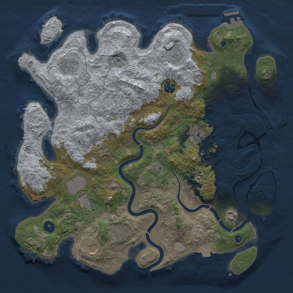 Rust Map: Procedural Map, Size: 3950, Seed: 1287275197, 15 Monuments