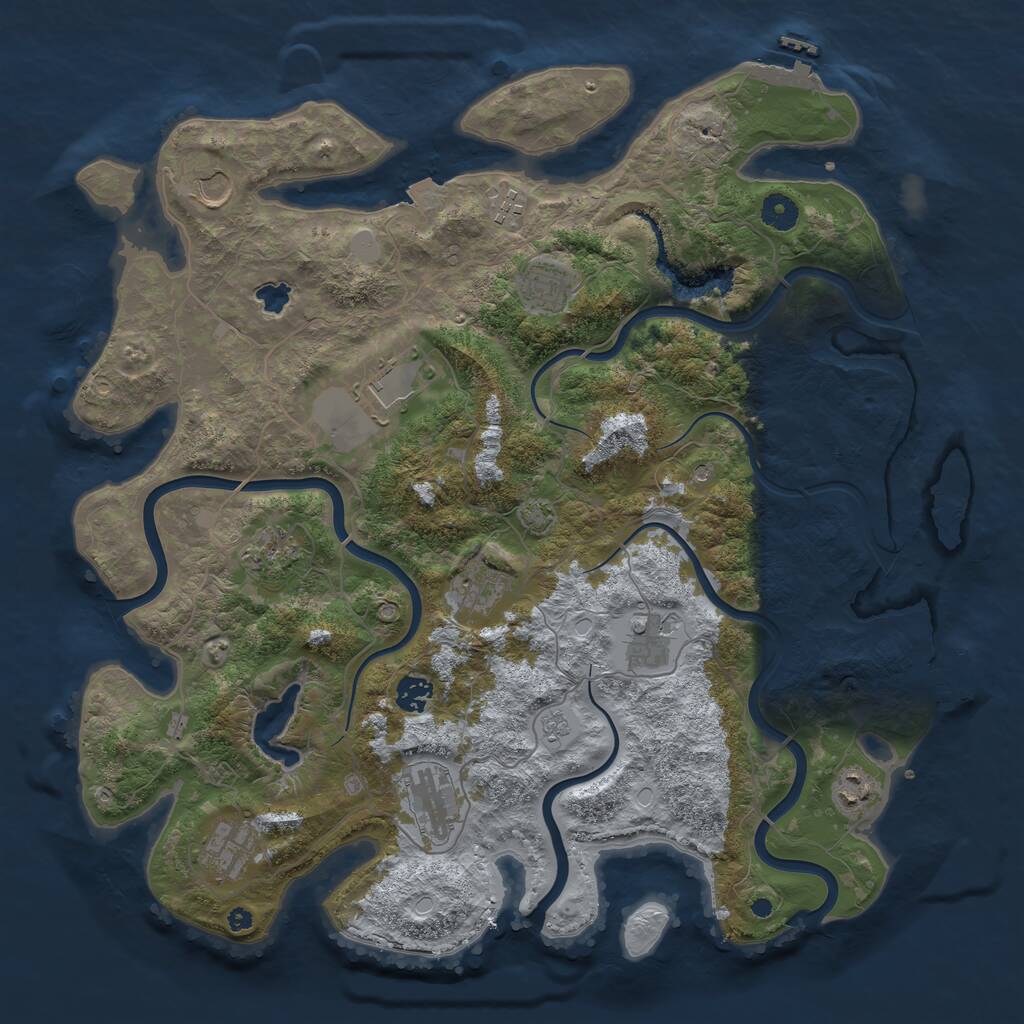 Rust Map: Procedural Map, Size: 4200, Seed: 88154575, 17 Monuments