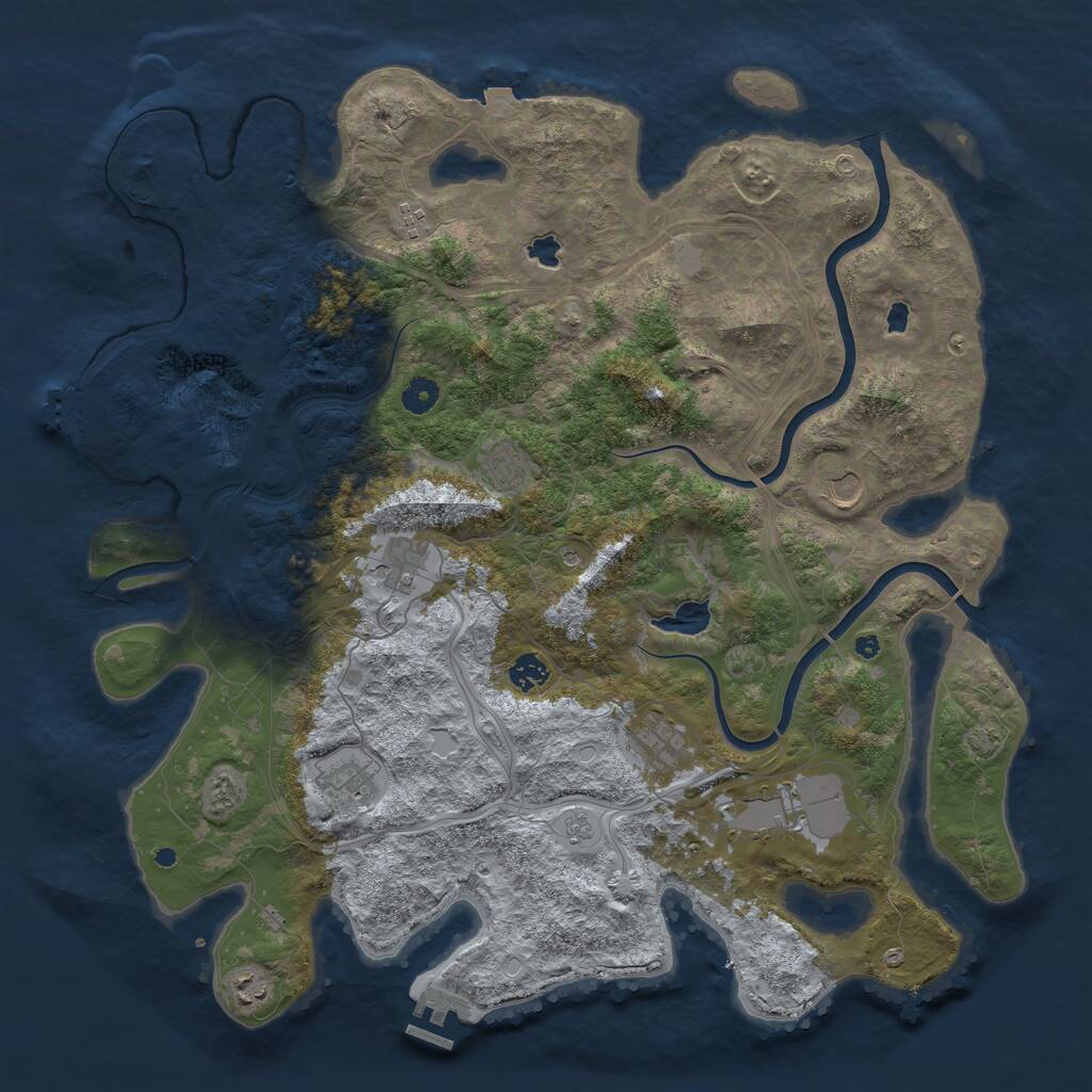 Rust Map: Procedural Map, Size: 4500, Seed: 1268225866, 15 Monuments