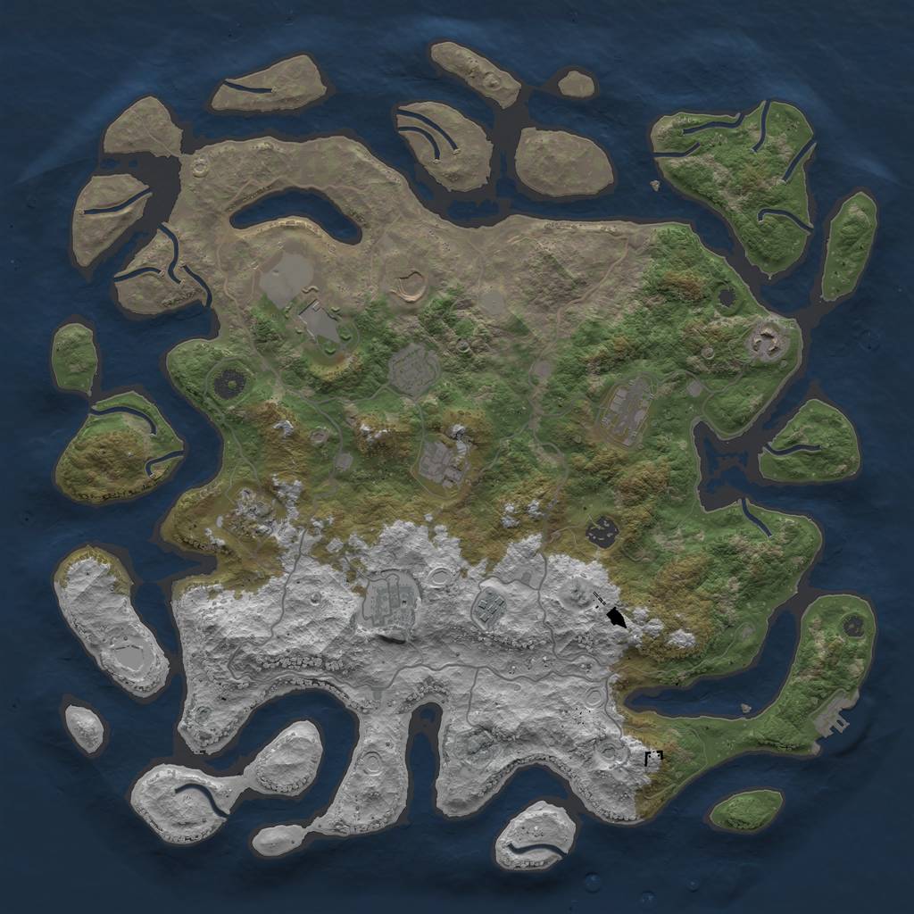 Rust Map: Procedural Map, Size: 4500, Seed: 100020, 17 Monuments