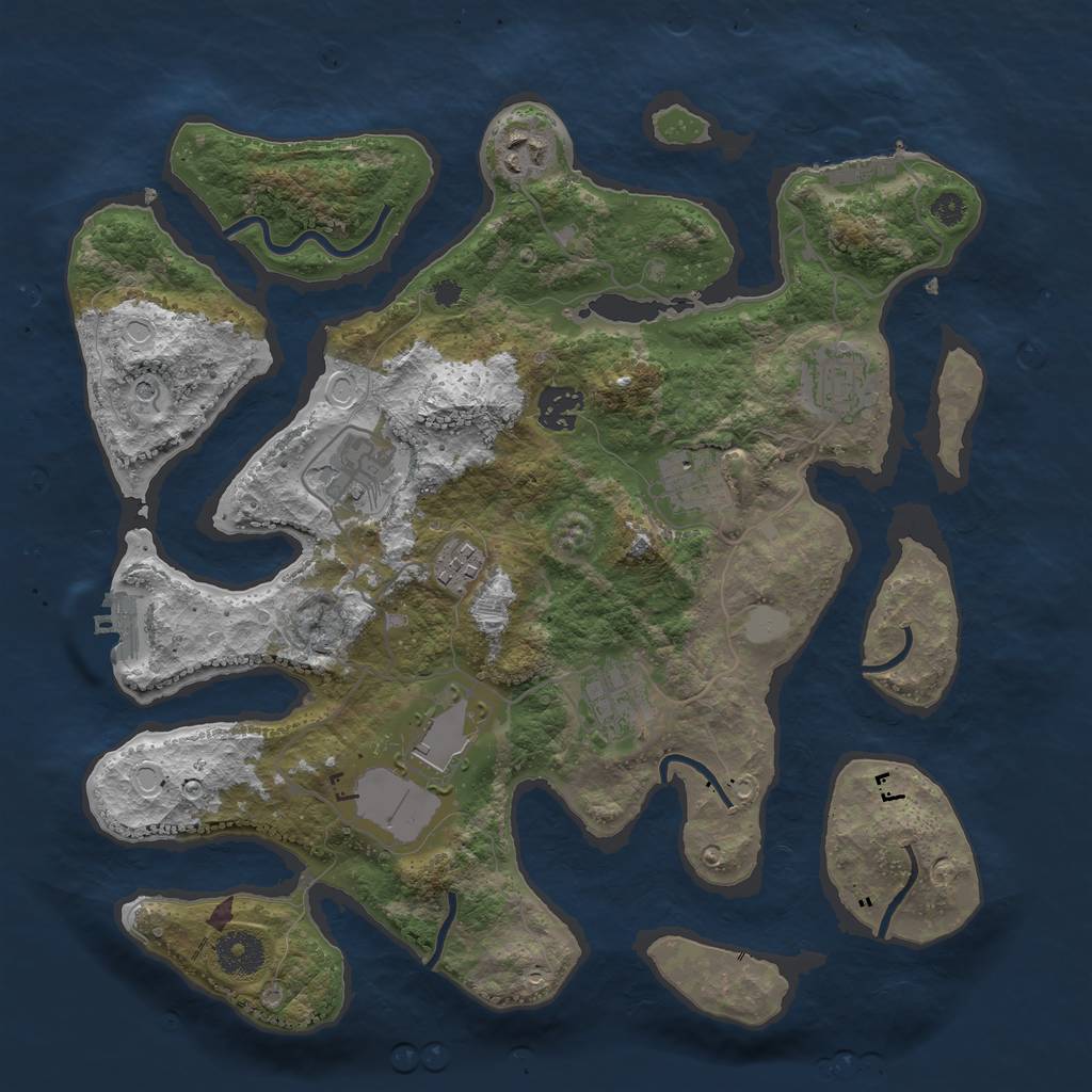 Rust Map: Procedural Map, Size: 3500, Seed: 1019731269, 16 Monuments