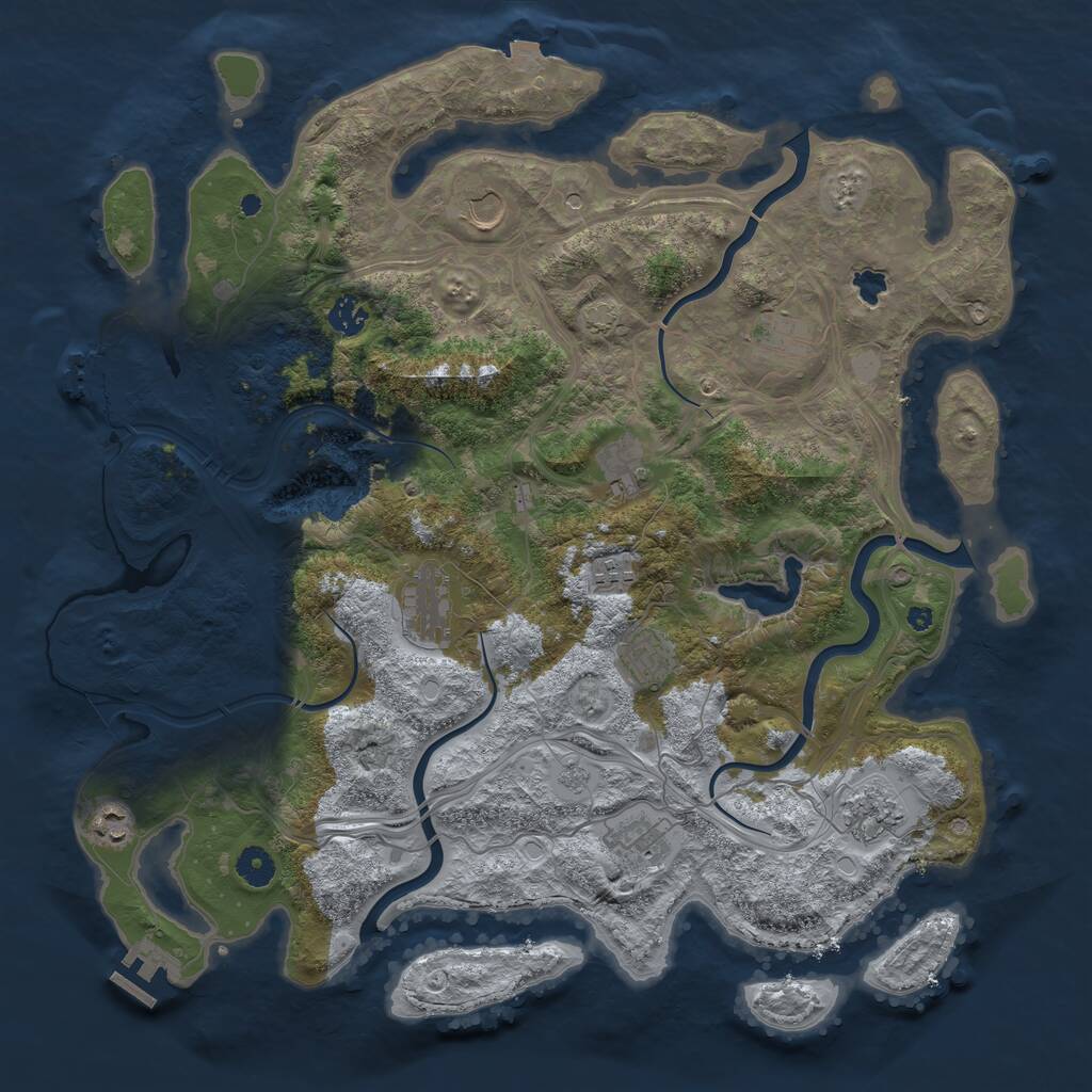 Rust Map: Procedural Map, Size: 4250, Seed: 398634005, 16 Monuments