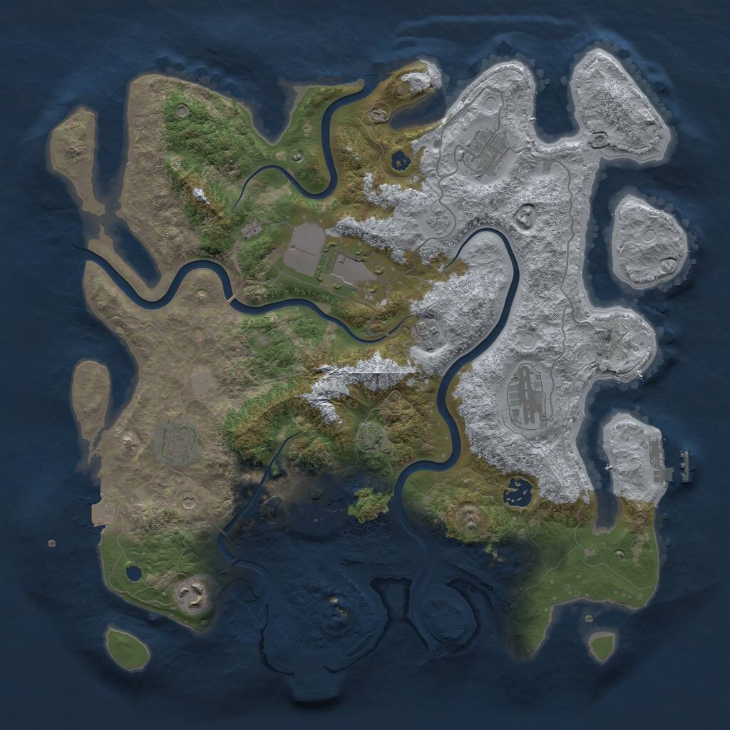 Rust Map: Procedural Map, Size: 3800, Seed: 807143438, 14 Monuments