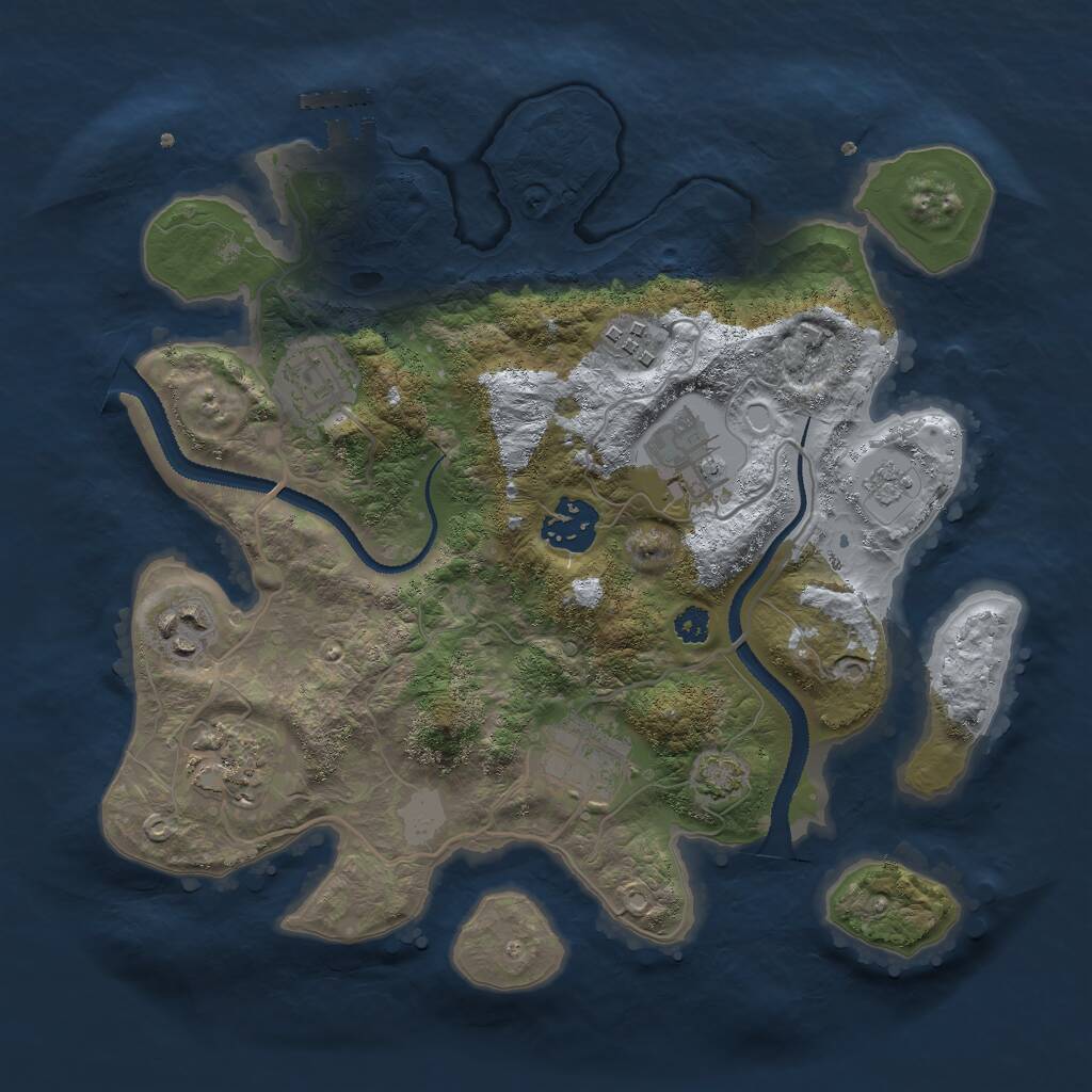 Rust Map: Procedural Map, Size: 3000, Seed: 47729427, 11 Monuments