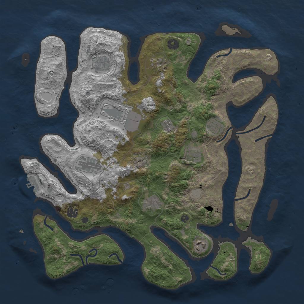 Rust Map: Procedural Map, Size: 3950, Seed: 188082502, 16 Monuments