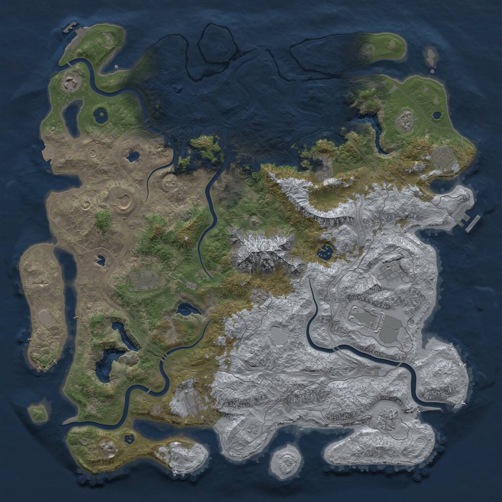 Rust Map: Procedural Map, Size: 5000, Seed: 56637, 17 Monuments