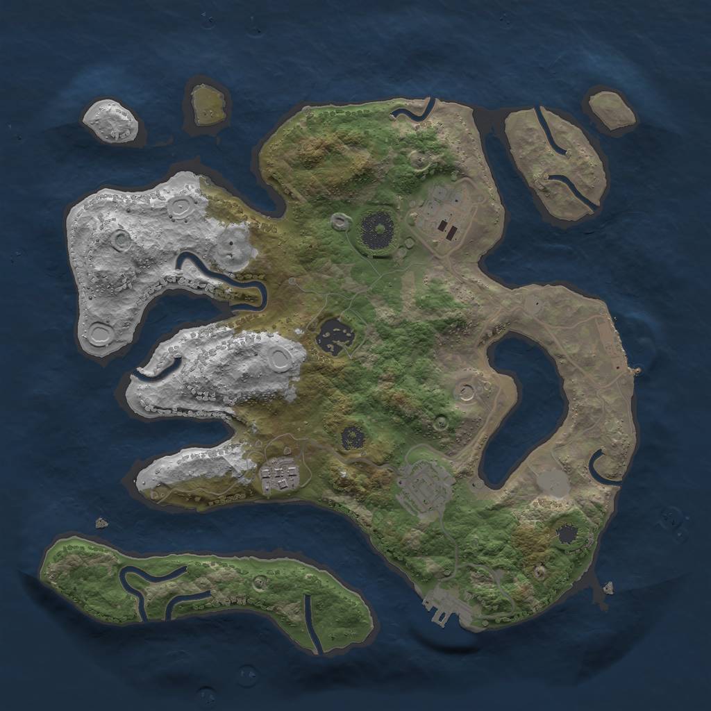 Rust Map: Procedural Map, Size: 3000, Seed: 2430943, 12 Monuments