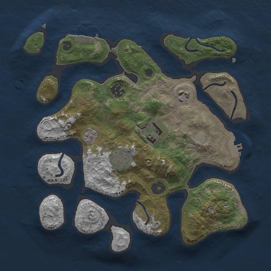 Rust Map: Procedural Map, Size: 3000, Seed: 406322, 12 Monuments