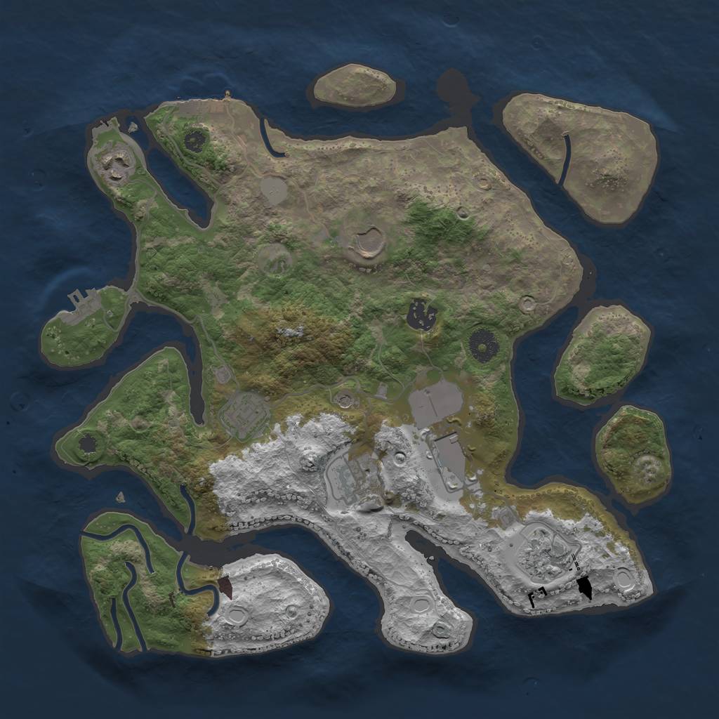 Rust Map: Procedural Map, Size: 3501, Seed: 12233, 15 Monuments