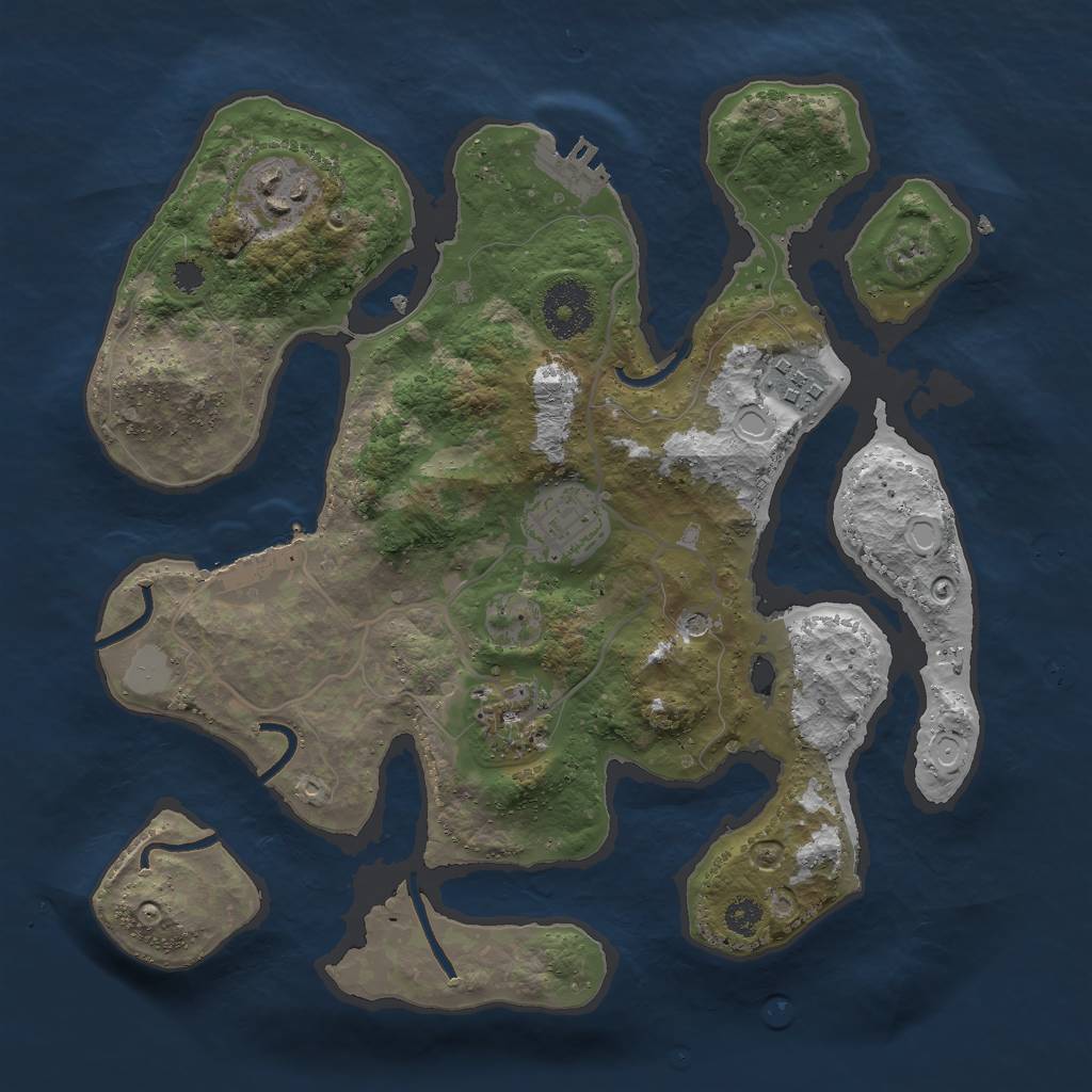 Rust Map: Procedural Map, Size: 3000, Seed: 810747, 12 Monuments