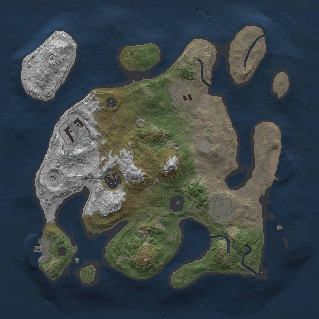 Rust Map: Procedural Map, Size: 3000, Seed: 728009, 12 Monuments