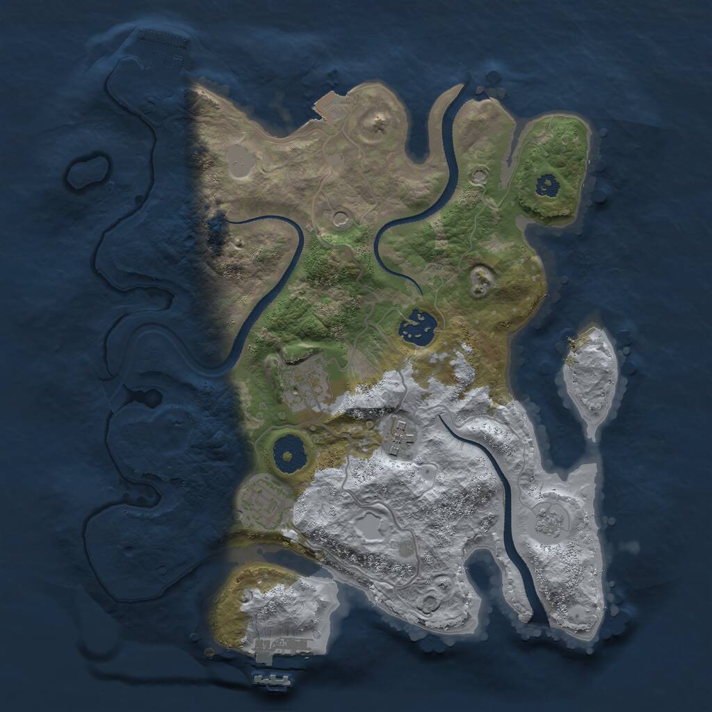 Rust Map: Procedural Map, Size: 3000, Seed: 215927, 9 Monuments