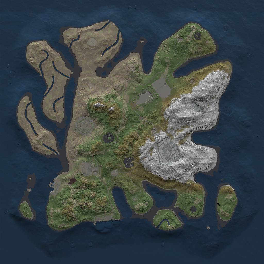 Rust Map: Procedural Map, Size: 3500, Seed: 1970171693, 13 Monuments
