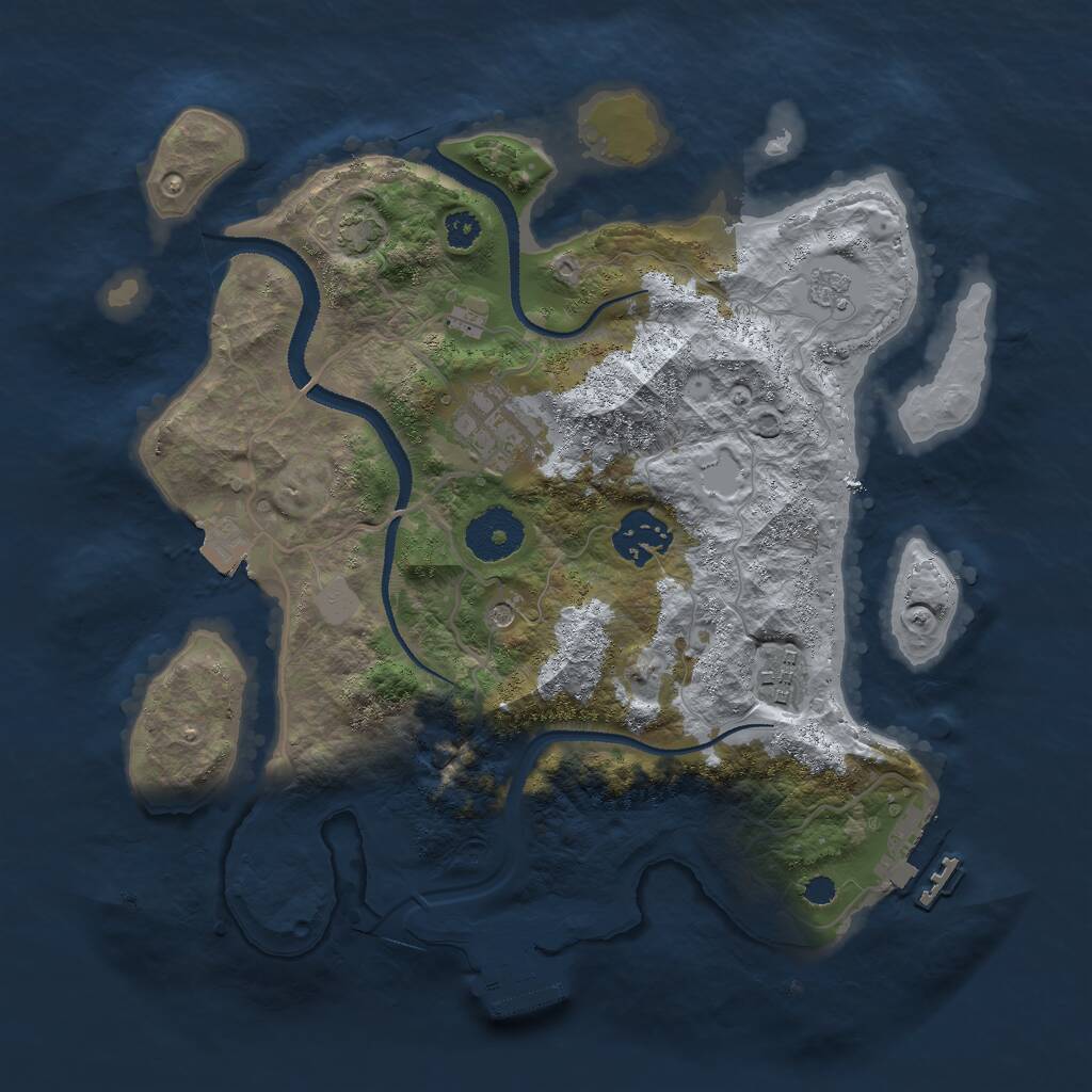 Rust Map: Procedural Map, Size: 3000, Seed: 713210, 9 Monuments