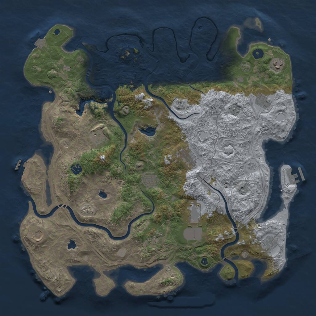 Rust Map: Procedural Map, Size: 4500, Seed: 120762100, 17 Monuments