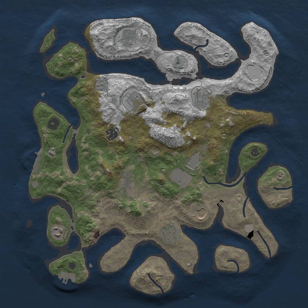 Rust Map: Procedural Map, Size: 3950, Seed: 656930613, 18 Monuments
