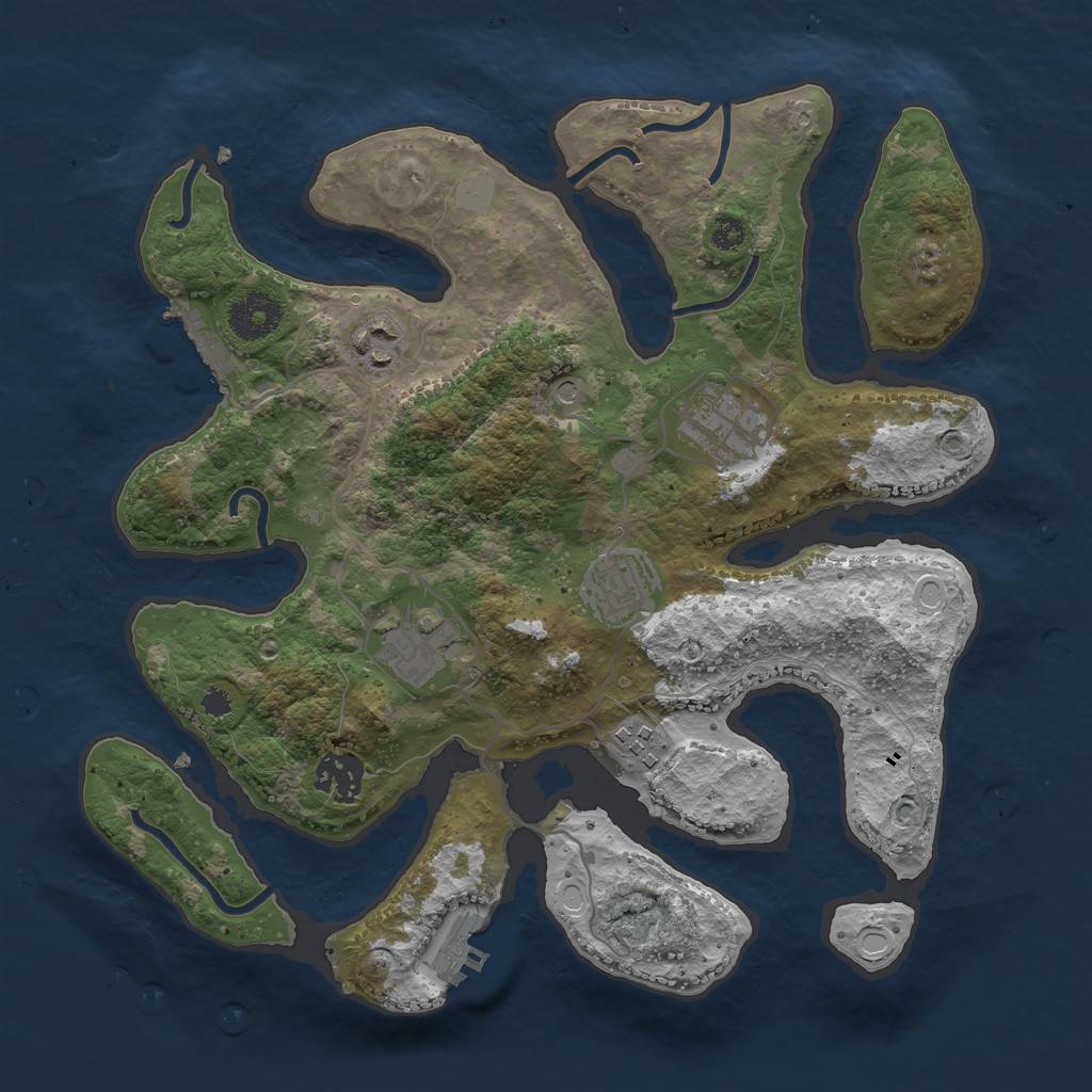 Rust Map: Procedural Map, Size: 3250, Seed: 53445, 14 Monuments