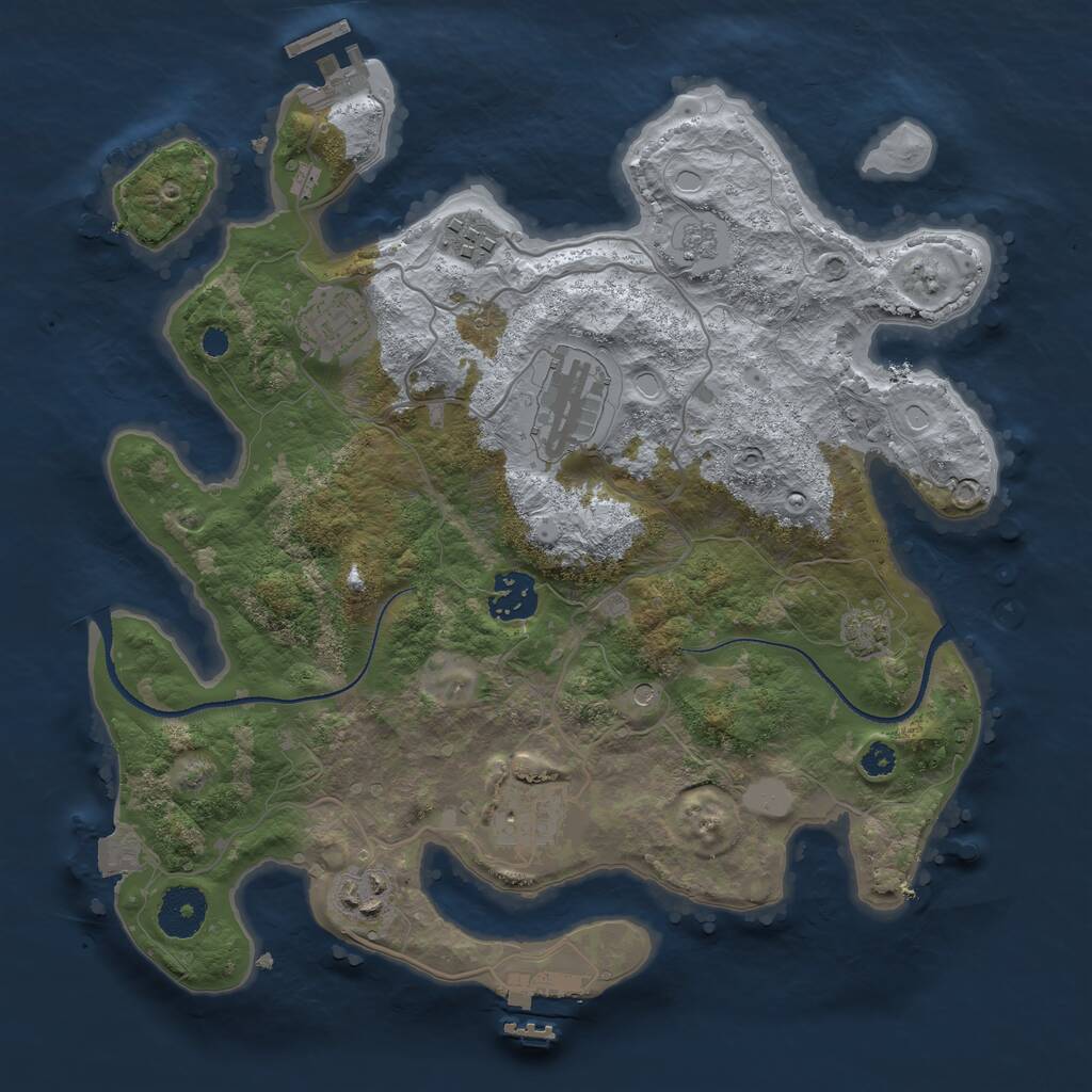 Rust Map: Procedural Map, Size: 3250, Seed: 69, 12 Monuments