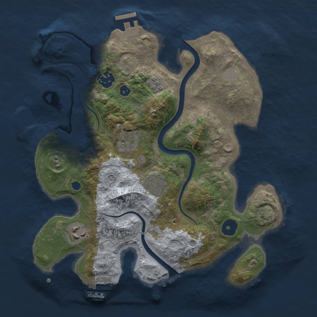 Rust Map: Procedural Map, Size: 3000, Seed: 647625, 10 Monuments
