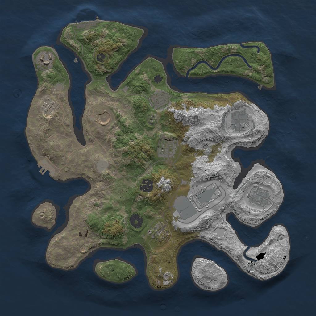 Rust Map: Procedural Map, Size: 3500, Seed: 1350, 18 Monuments