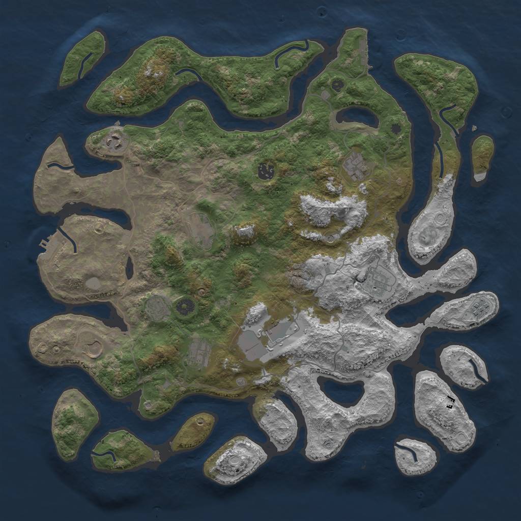 Rust Map: Procedural Map, Size: 4500, Seed: 51973591, 18 Monuments