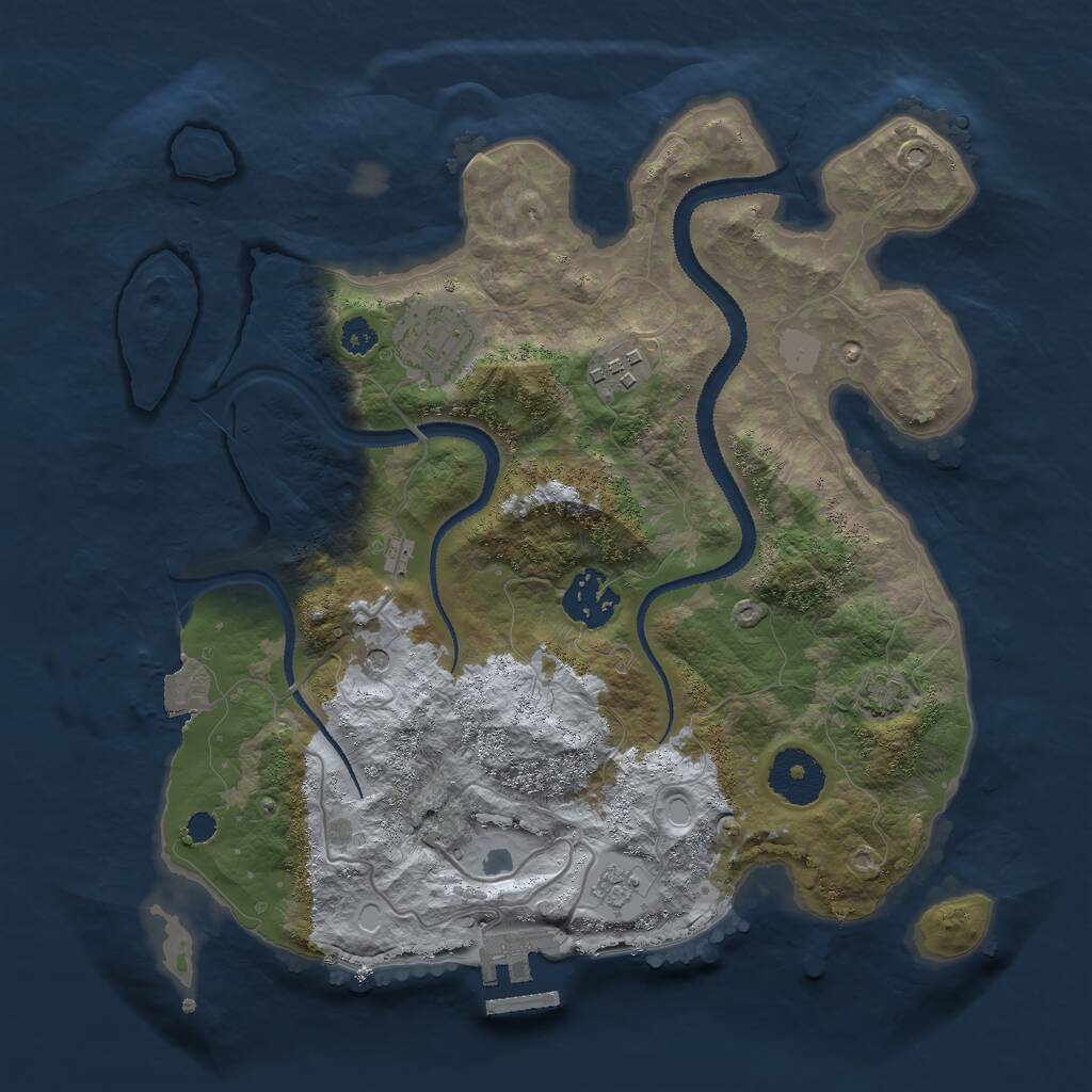 Rust Map: Procedural Map, Size: 3000, Seed: 884860, 8 Monuments
