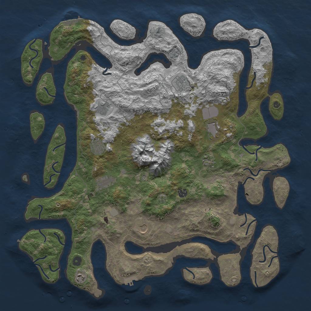 Rust Map: Procedural Map, Size: 5000, Seed: 48843879, 18 Monuments