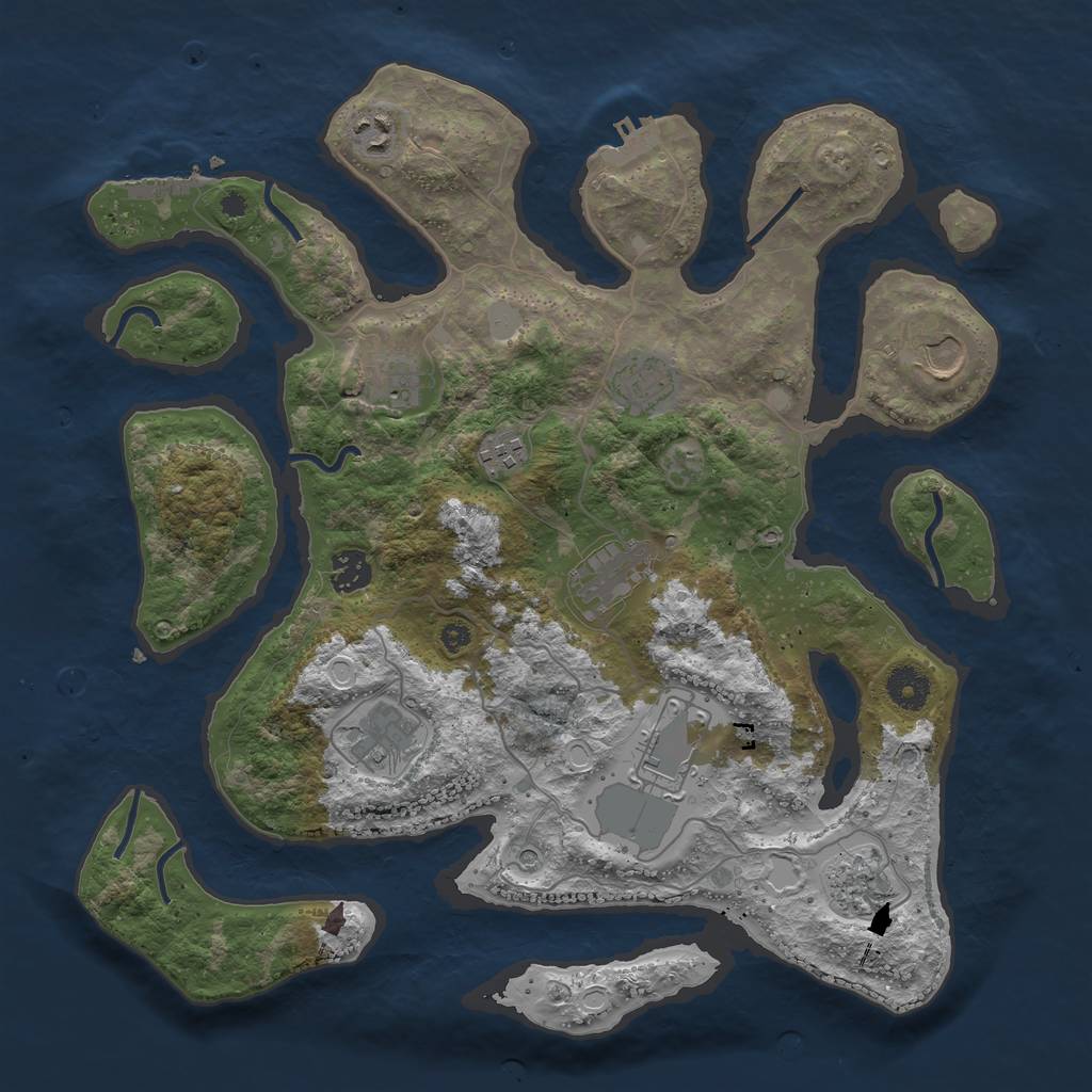 Rust Map: Procedural Map, Size: 3800, Seed: 110593, 18 Monuments