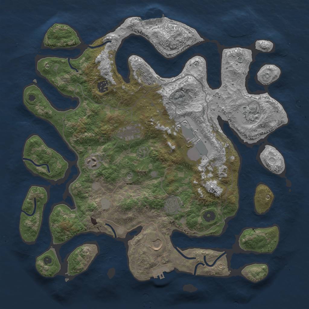 Rust Map: Procedural Map, Size: 4000, Seed: 547, 16 Monuments