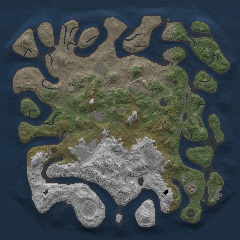 Rust Map: Procedural Map, Size: 4500, Seed: 542125, 17 Monuments