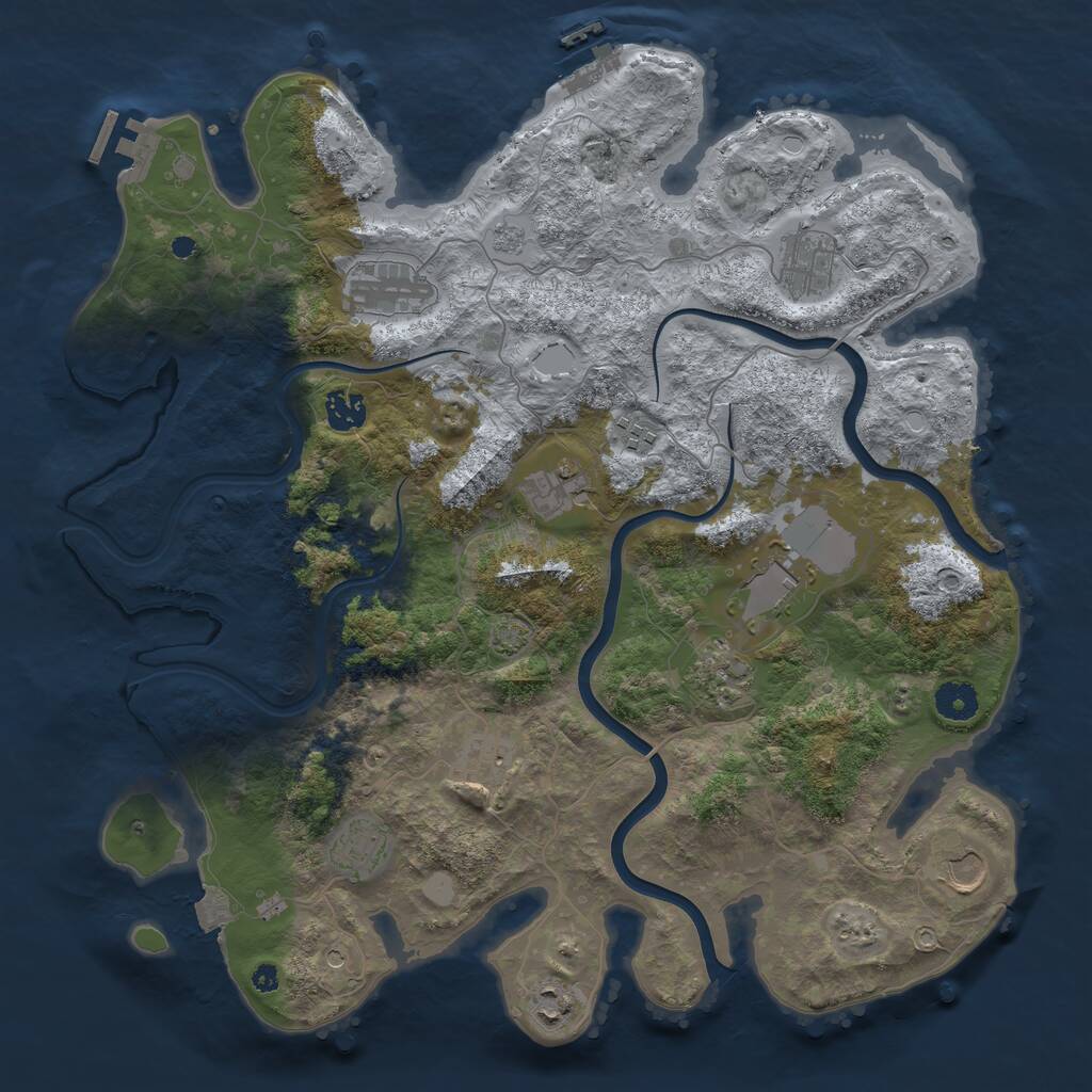 Rust Map: Procedural Map, Size: 3950, Seed: 981876900, 17 Monuments