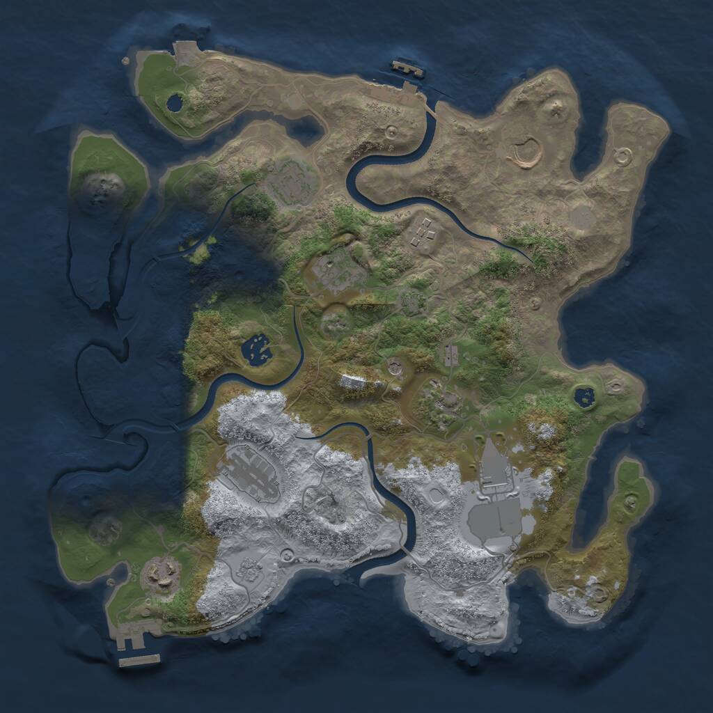 Rust Map: Procedural Map, Size: 3500, Seed: 1188953, 15 Monuments