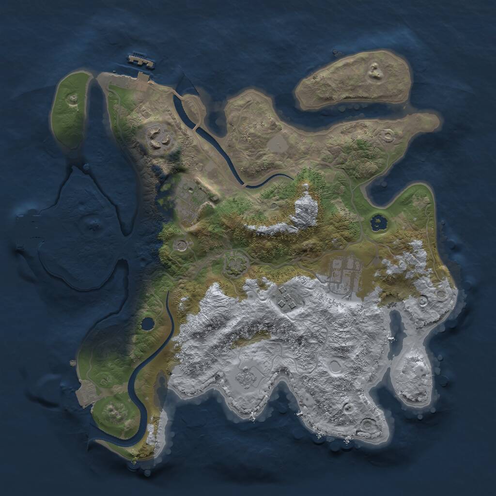 Rust Map: Procedural Map, Size: 3000, Seed: 391653, 10 Monuments