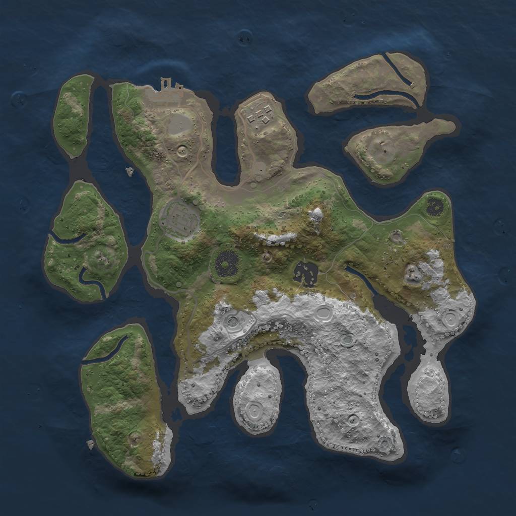 Rust Map: Procedural Map, Size: 3000, Seed: 391653, 10 Monuments