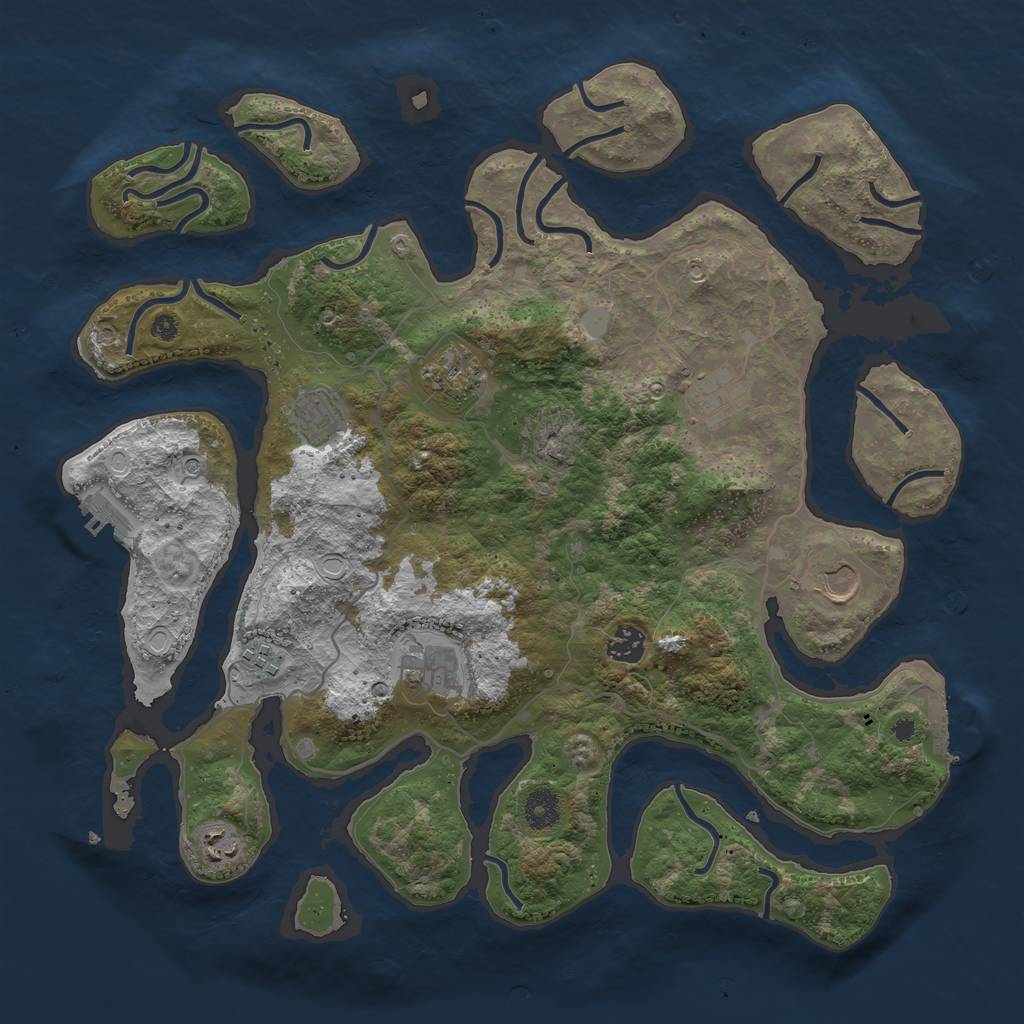 Rust Map: Procedural Map, Size: 4000, Seed: 1841890210, 16 Monuments