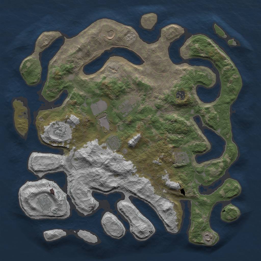 Rust Map: Barren, Size: 4200, Seed: 951513919, 13 Monuments