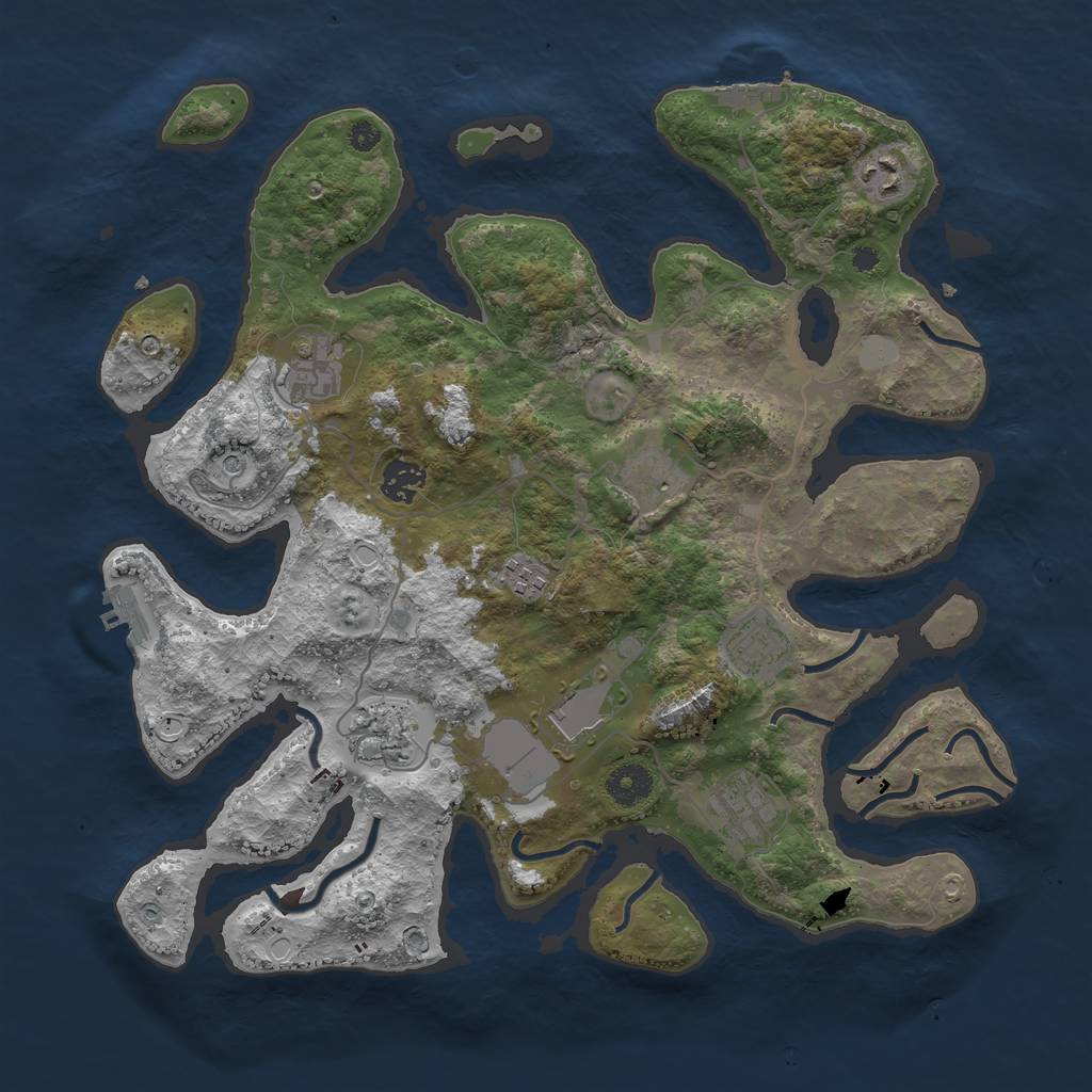 Rust Map: Procedural Map, Size: 3750, Seed: 235467688, 17 Monuments