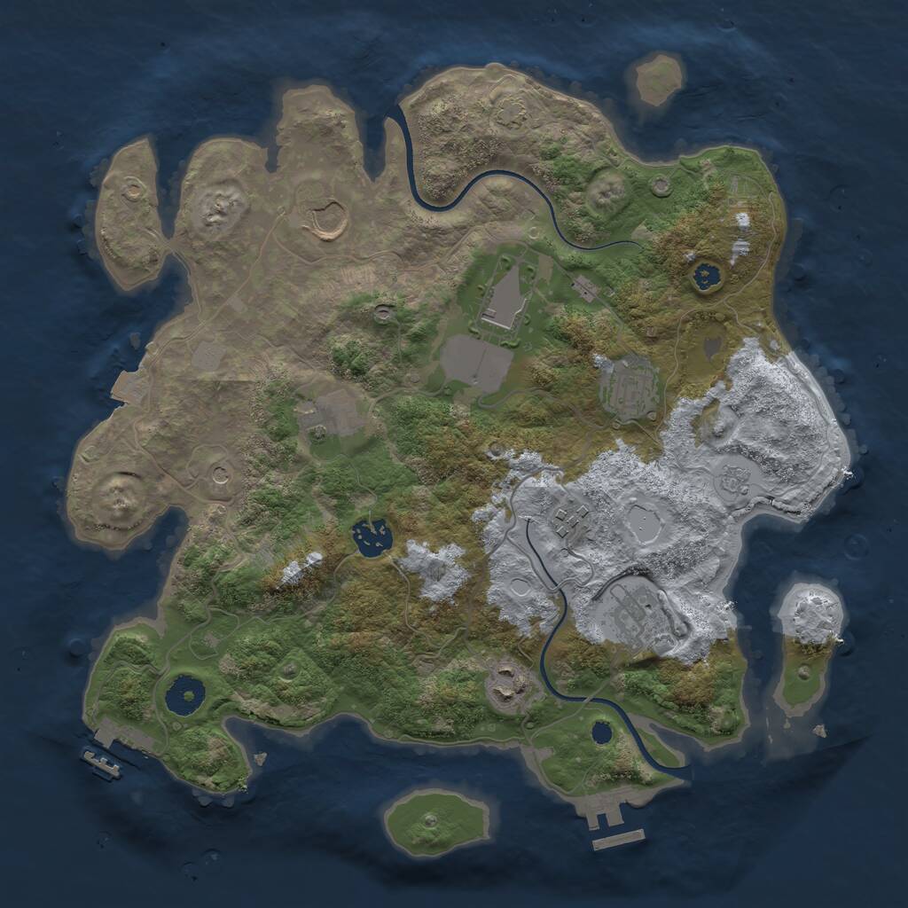Rust Map: Procedural Map, Size: 3500, Seed: 1456718221, 14 Monuments