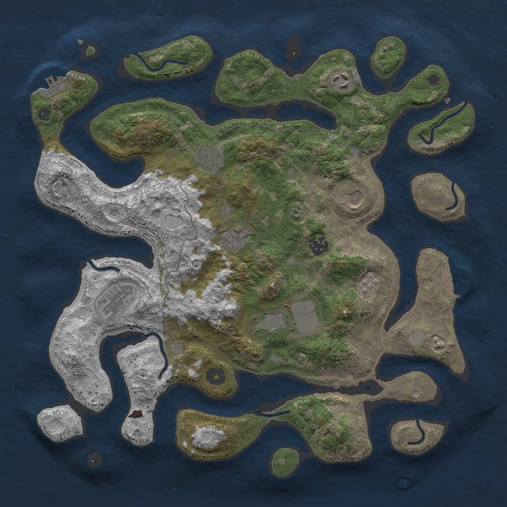 Rust Map: Procedural Map, Size: 4000, Seed: 1927627575, 16 Monuments