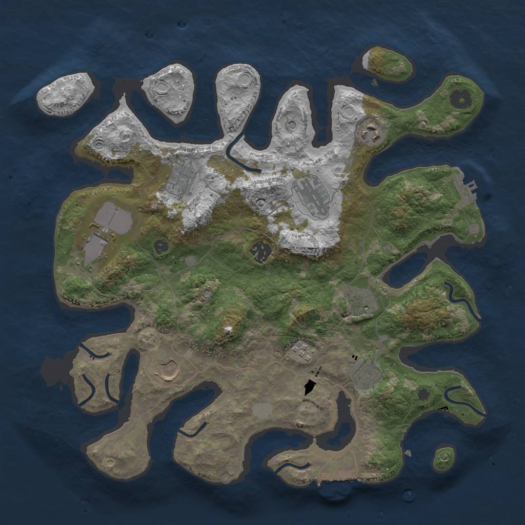 Rust Map: Procedural Map, Size: 3800, Seed: 22373, 17 Monuments