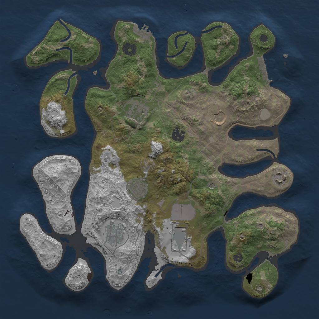Rust Map: Procedural Map, Size: 3500, Seed: 2137304341, 15 Monuments