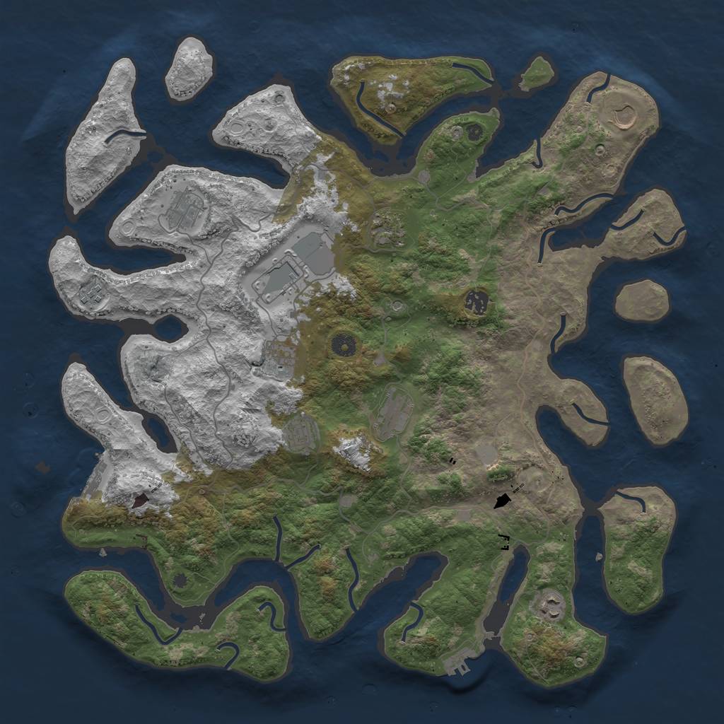 Rust Map: Procedural Map, Size: 4500, Seed: 27733210, 18 Monuments